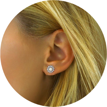7347 Stříbrné náušnice s bílou perlou Swarovski® Crystals na puzetu YO3566SW+